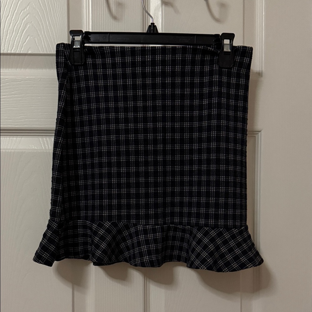 Bershka Black Checkered Mini Skirt